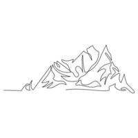 Mountain continuous single line outline vector art illustration