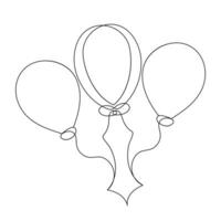 Balloon decoration Continuous single line outline vector art  drawing and illustration