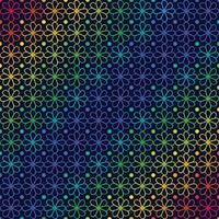 abstract flower pattern design template with dark blue background and rainbow color on a object of element vector