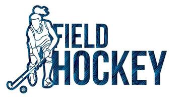 Field Hockey Font Design with Female Player vector