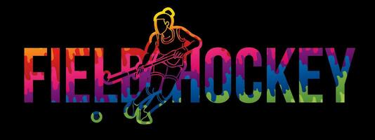 Field Hockey Colorful Font Design vector