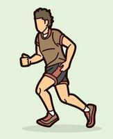 un hombre comienzo corriendo acción maratón corredor dibujos animados deporte gráfico vector