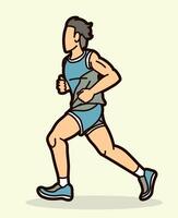 un hombre comienzo corriendo acción maratón corredor dibujos animados deporte gráfico vector