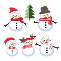 Snowman set on white vector