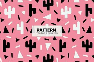Cactus cute geometric shapes seamless repeat pattern vector
