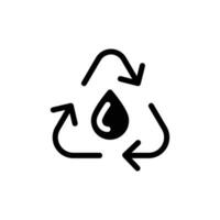 reciclar agua icono. sencillo sólido estilo. agua soltar con circulo flecha, gotita, reducir, reutilizar, bio seguro, energía eficiente concepto. negro silueta, glifo símbolo. vector ilustración aislado.