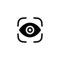 Eye scan icon. Simple solid style. Visual identity, focus, view, vision, future tech, retina iris scan verification, technology concept. Black silhouette, glyph symbol. Vector illustration isolated.