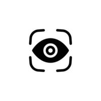 Eye scan icon. Simple solid style. Visual identity, focus, view, vision, future tech, retina iris scan verification, technology concept. Black silhouette, glyph symbol. Vector illustration isolated.