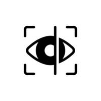 Eye scan icon. Simple solid style. Visual identity, focus, view, vision, future tech, retina iris scan verification, technology concept. Black silhouette, glyph symbol. Vector illustration isolated.