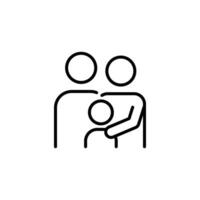 Family icon. Simple outline style. Parents and child, father, mother, kid, couple, together concept. Thin line symbol. Vector illustration isolated.