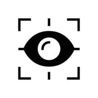 ojo escanear icono. sencillo sólido estilo. visual identidad, enfocar, vista, visión, futuro tecnología, retina iris escanear verificación, tecnología concepto. negro silueta, glifo símbolo. vector ilustración aislado.