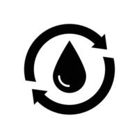 Recycle water icon. Simple solid style. Water drop with circle arrow, droplet, reduce, reuse, bio safe, energy efficient concept. Black silhouette, glyph symbol. Vector illustration isolated.