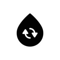 Recycle water icon. Simple solid style. Water drop with circle arrow, droplet, reduce, reuse, bio safe, energy efficient concept. Black silhouette, glyph symbol. Vector illustration isolated.