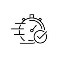 Quick approval icon. Simple outline style. Stopwatch, clock, quick transfer, fast transaction, business concept. Thin line symbol. Vector illustration isolated on white background.