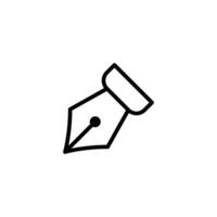 Ink pen icon. Simple outline style. Fountain, calligraphy tool, nib, write, letter, old, classic concept. Thin line symbol. Vector illustration isolated.