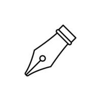 Ink pen icon. Simple outline style. Fountain, calligraphy tool, nib, write, letter, old, classic concept. Thin line symbol. Vector illustration isolated.
