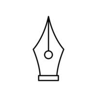Ink pen icon. Simple outline style. Fountain, calligraphy tool, nib, write, letter, old, classic concept. Thin line symbol. Vector illustration isolated.