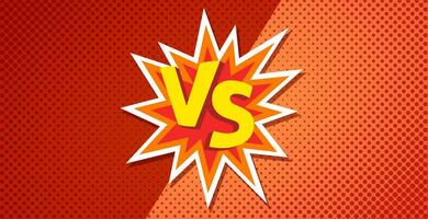 vs o versus texto póster para batalla o lucha juego en explosión vector plano dibujos animados diseño con rojo naranja trama de semitonos antecedentes imagen