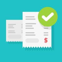 Success bill payment or approved money transaction vector illustration flat cartoon, finance receipt invoice with checkmark or tick as successful pay or verification isolated image