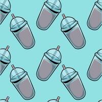 Coffee cups and glasses, seamless pattern design. vector