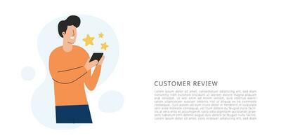 Customer Review Concept with Flat Character Illustration. User Feedback, Ratings, and Satisfaction Analysis. Vector illustration.