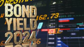 The Gold text Bond Yield on chart background for Business concept 3d rendering photo