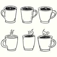 Hand Draw of coffee cup doodle sketch illustration Collection set vector