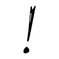 Hand drawn ink exclamation mark illustration in sketch style. Single element for design vector