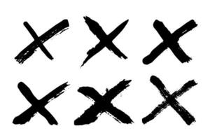 Hand drawn cross mark doodle set. Marker wrong sign clipart. Ink scribble checkbox. Single element vector