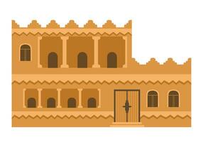 Authentic ancient Arabian house flat vector illustration isolated on white.