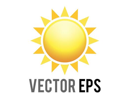 Vector gradient shinny orange sun or hot weather icon with eight triangular rays