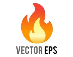 Vector cartoon styled depicted as gradient orange, yellow flickering flame fire icon