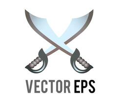 Vector two warrior swords icon with steel blades