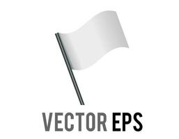 Vector isolated vector rectangular gradient white flag icon with silver pole