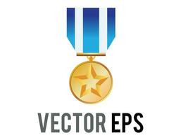 vector first place gold sports medal icon with star, blue, white, red ribbon