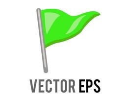 Vector isolated vector triangular gradient green flag icon with silver pole