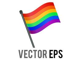 vector rectangular rainbow flag icon with silver pole