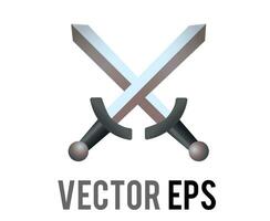 Vector two warrior swords icon with steel blades