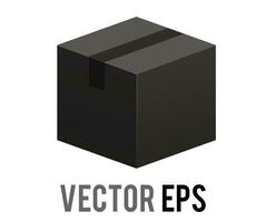 Vector black square recycled cardboard product parcel box icon with packing tape