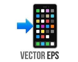 Vector mobile phone icon with rightward arrow pointed at it from left