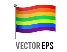 vector rectangular rainbow flag icon with silver pole