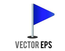 Vector isolated vector triangular gradient blue flag icon with silver pole