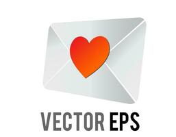 Vector back of white envelope icon and sealed with red heart