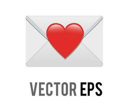 Vector back of white envelope icon and sealed with red heart