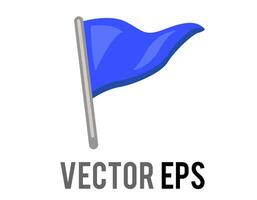 Vector isolated vector triangular gradient blue flag icon with silver pole