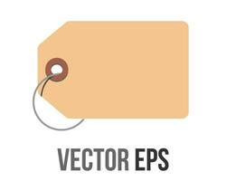 Vector light brown rectangular price tag with hole and string icon