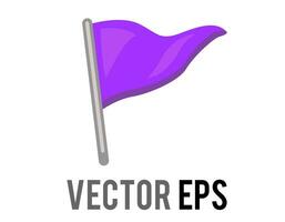 Vector isolated vector triangular gradient purple flag icon with silver pole