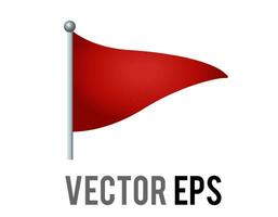 Vector isolated vector triangular gradient red flag icon with silver pole