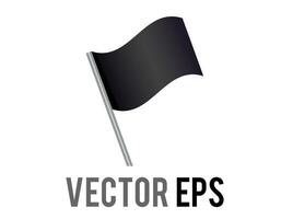 Vector isolated rectangular gradient black flag icon with silver pole