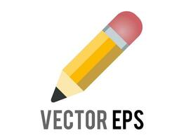 Vector classic yellow pencil icon with sharpened tip, pink eraser